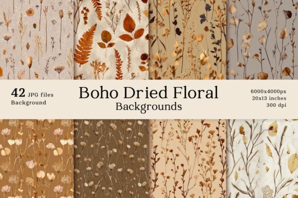 42 Boho Dried Floral Backgrounds for Organic Design