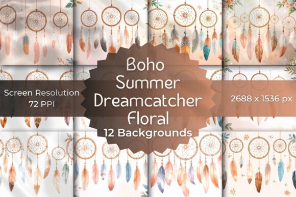 Boho Summer Dreamy Floral Backgrounds: A Free-Spirited Design Asset
