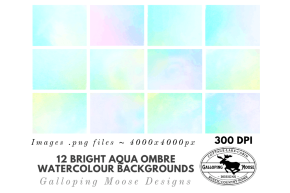 Bright Aqua Ombre Watercolor Backgrounds for Fresh Projects