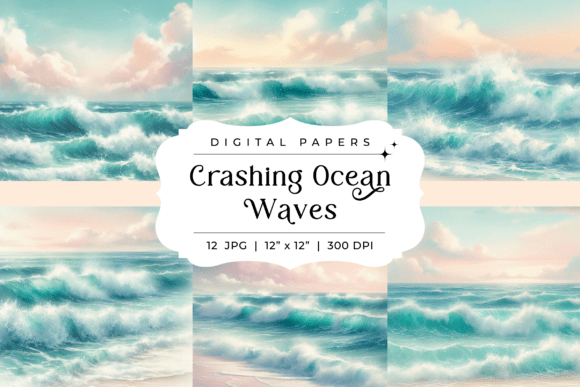 Crashing Ocean Waves Backgrounds: Dynamic Digital Paper for Modern Design