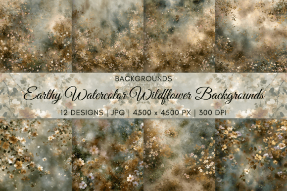Earthy Watercolor Wildflower Backgrounds