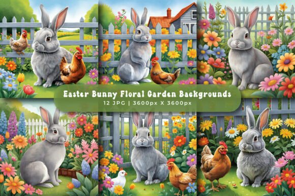 Easter Bunny Floral Garden Backgrounds: Fresh Designs for Spring