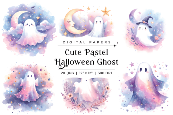 Embrace Whimsy with Cute Pastel Halloween Ghost Backgrounds