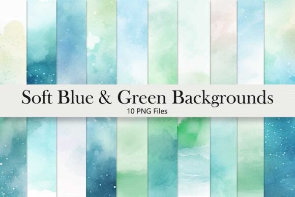 Ethereal Design: Pastel Watercolor Blu & Mint Backgrounds