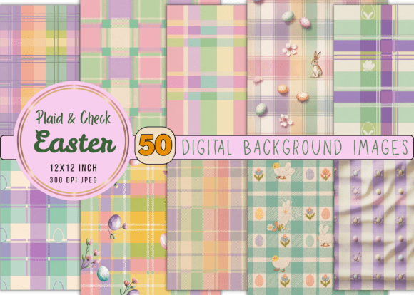 Fresh & Festive: Elevate Projects with Plaid & Check Easter Backgrounds