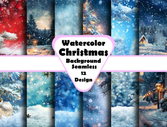 Infuse Your Designs with Winter Magic: The Watercolor Christmas Backgrounds Bundle