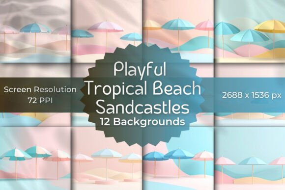 Minimalist Beach Umbrellas Backgrounds: Coastal Calm for Digital Design