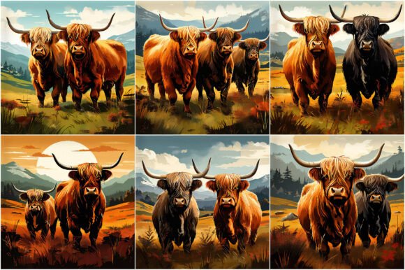 Rustic Charm: Western Highland Cows Backgrounds