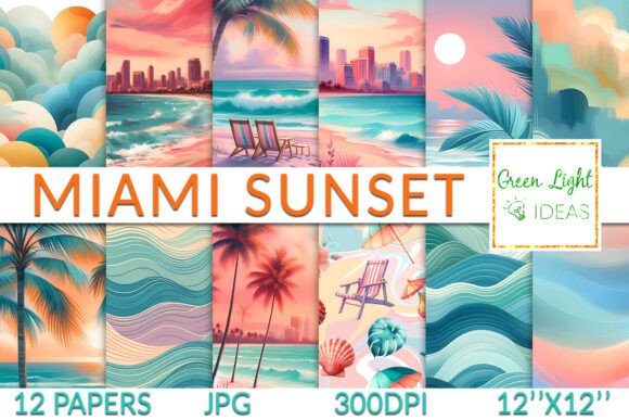 Summer Beach Backgrounds: Miami Papers for Your Projects