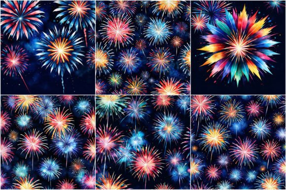 Watercolor Firework Backgrounds for Vibrant Designs