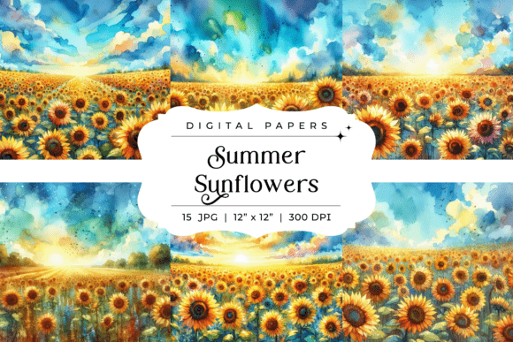 Watercolor Summer Sunflowers Backgrounds: A Burst of Sunny Charm